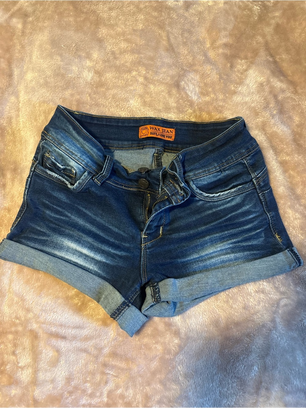 Wax Jean Women's Blue Rolled Cuff Denim Shorts